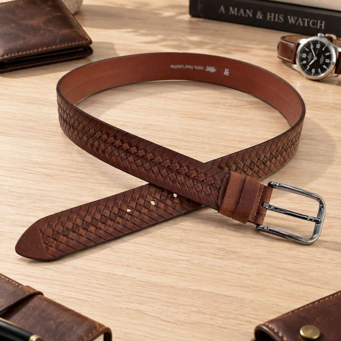 KMR051 Woven Emboss Leather Belt